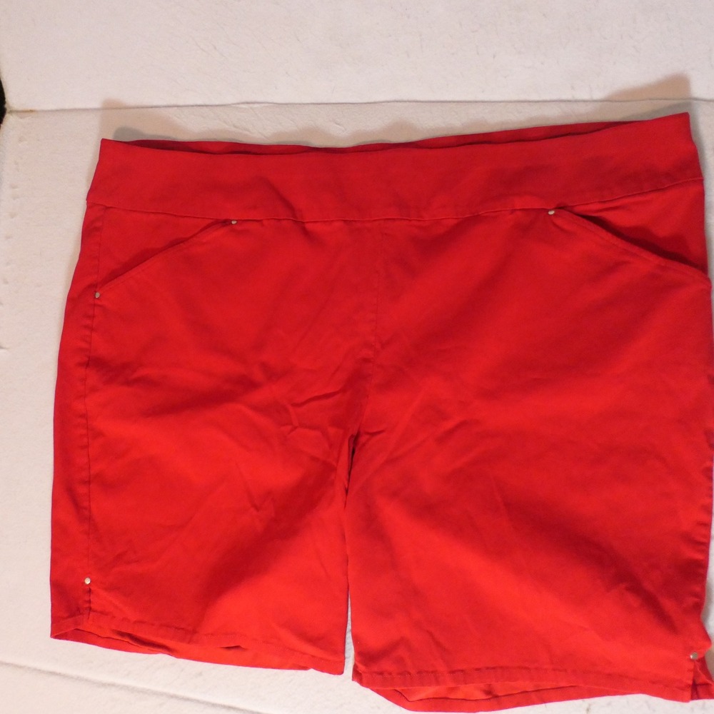 INC Women Shorts 28W Red Pull On Stretch Bermuda Casual Minimalist Bold Bright